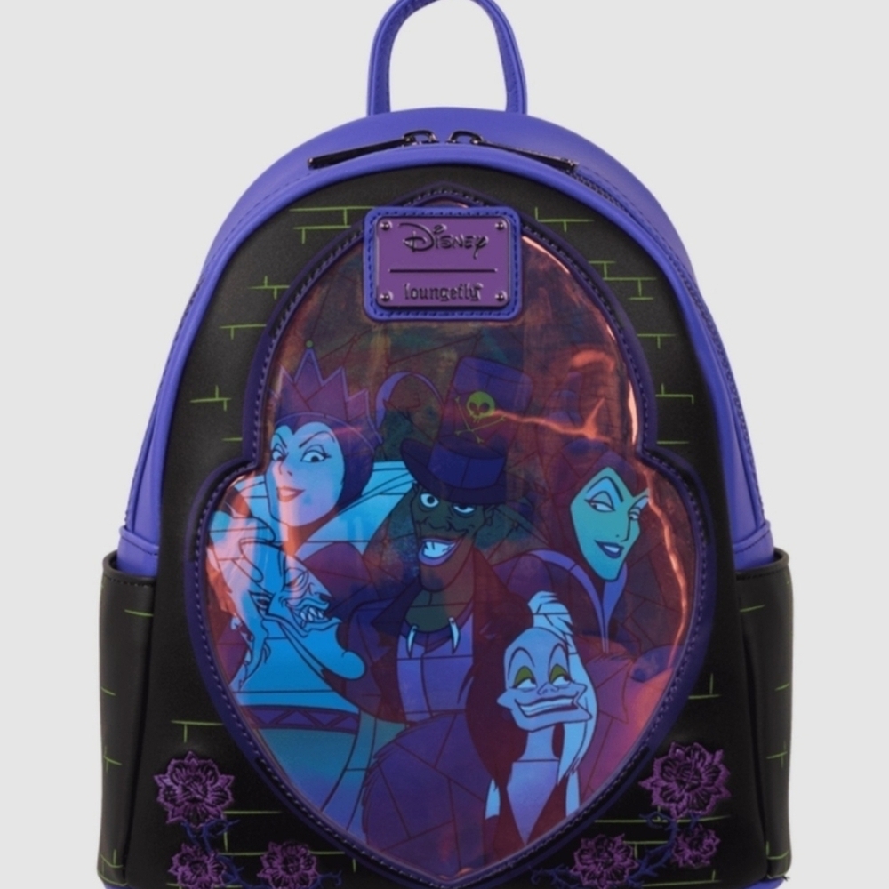 Loungefly Disney Villains Exclusive Stained Glass Glow Mini Back